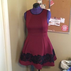 Red dress with black lace